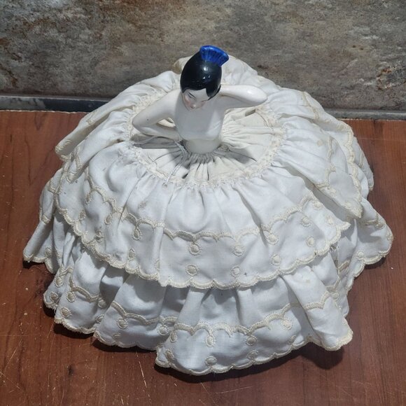 Vintage Porcelain Half Doll Pin Cushion - Picture 4 of 14